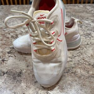 Nike White and Red Air 70 React Sneakers Classic Low-Top Design